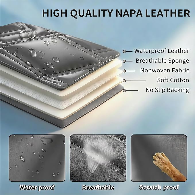 Car Seat Covers Compatible with Hyundai Venue 2020-2025 2026 - Full Set 5 Seats Luxury Leather All-Weather Seat Cushions & Protectors, Waterproof & Breathable, Airbag Compatible (Gray)