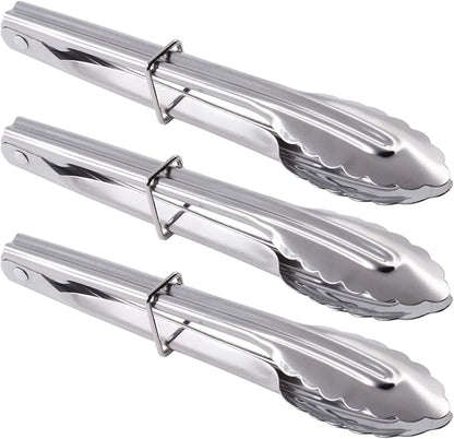 Mini Stainless Steel Serving Tongs Small Tongs for Serving Food Cooking Salad Grilling (7-Inch 3 Pieces)