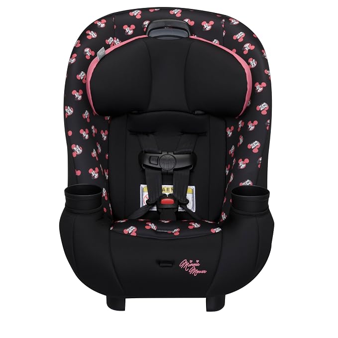 Disney Baby Ellaris 3-in-1 Convertible Car Seat, Slim Fit Design, Rear & Forward-Facing, 5-Position Headrest, 3-Across Fit, Travel-Friendly with Machine-Washable Seat Pad, Minnie Charm