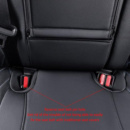 EKR Corolla Seat Cover Custom Fit for Toyota Corolla 2020 2021 2022 L/LE,Leather Car Seat Cover Full Set-Faux Leather(Black with Blue Trim)