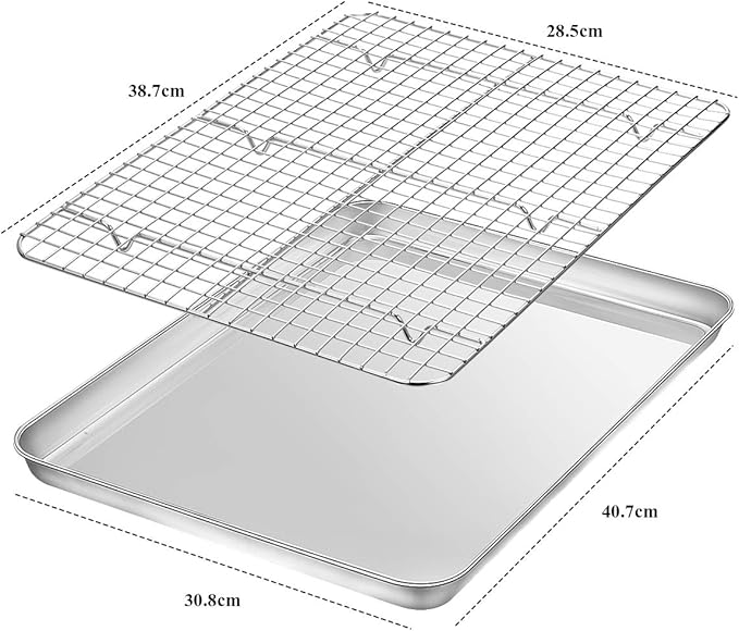Baking Sheet with Rack Set, Wildone Stainless Steel Cookie Sheet Baking Pan