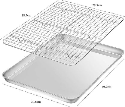 Baking Sheet with Rack Set, Wildone Stainless Steel Cookie Sheet Baking Pan