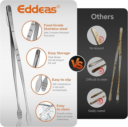 Kitchen Tweezers Tongs, Cooking Tweezers Stainless Steel - 3 Size 12'' 10'' & 8 inch Ideal for Meat, pasta, plating and pinching delicate small pieces of food, Set of 3