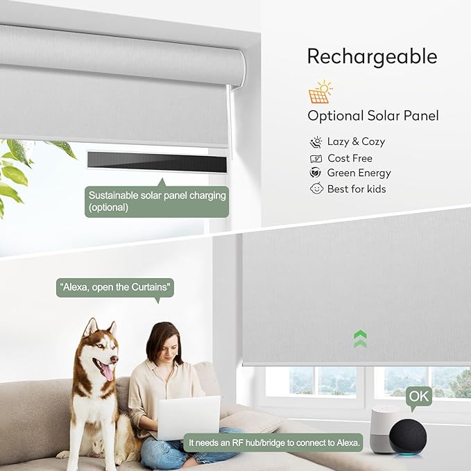 Zshine Motorized Blackout Window Blinds Customize Width Remote Control Wireless