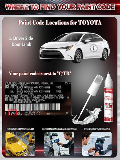 202 Black Car Touch Up Paint for Toyota, Color Accurate Two-In-One Car Paint Scratch Repair Pen, Professional Scratch Remover for Vehicles Chips and Nicks Scuff