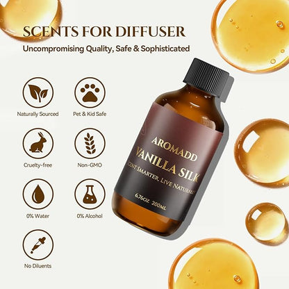 Vanilla Silk Diffuser Oil Inspired by Luxury Hotel Scent 6.76 Fl Oz, Aroma