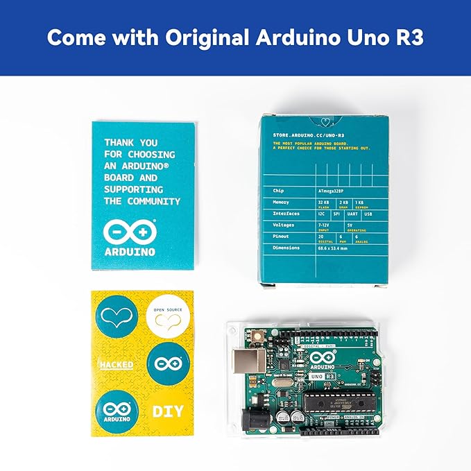 SunFounder Inventor Lab Starter Kit with Original Arduino Uno R3 REV3 Board Multimeter Basic to Advance 34 Projects RAB Breadboard Holder HCSR-04 Sensor 1602 LCD Servo Motor