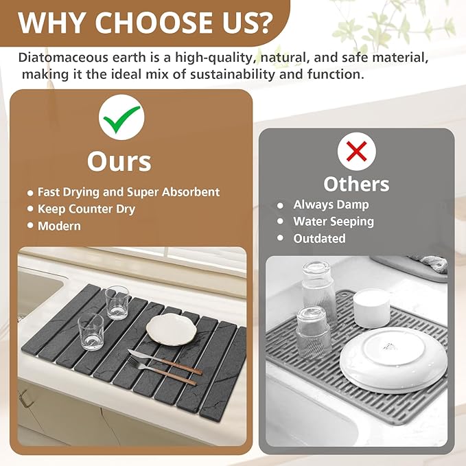 2 PCS Large Stone Dish Drying Mat