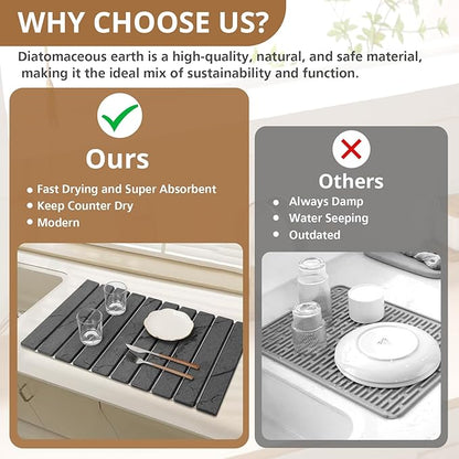 2 PCS Large Stone Dish Drying Mat