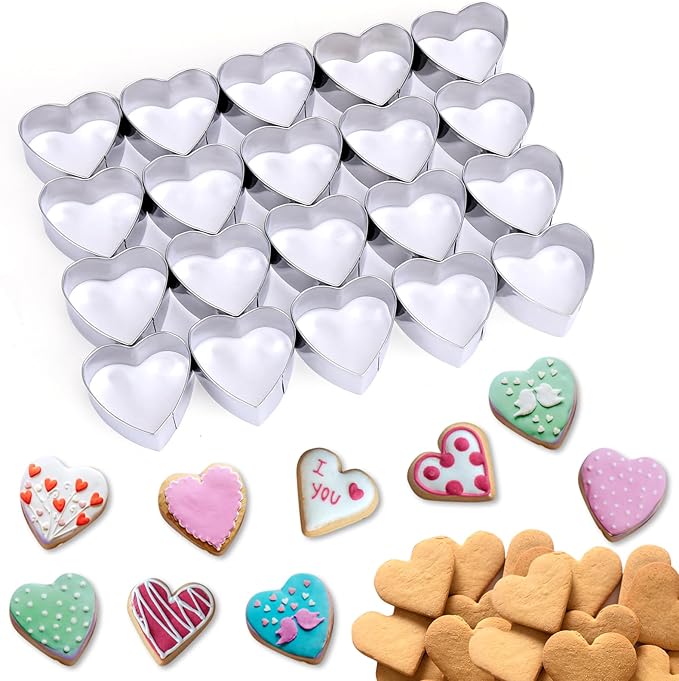 AIERSA Mini Heart Cookie Cutter, 20 Cavity 1.3 Inch Small Tiny Heart Shaped