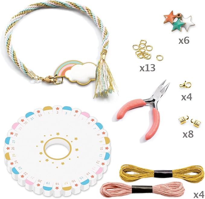 DJECO Beads and Jewelry Craft Kit, Celeste - Create Your Own Friendship Bracelets w/Colorful Beads - Fun & Creative for Family & Friends - Educational Arts & Crafts for Children Ages 8+ Years