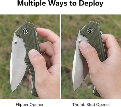 CIVIVI Photonix EDC Pocket Knife, Folding Knife with 3.7" 14C28N Blade G10 Handle with Pocket Clip for Men Women, Camping Hiking Fishing Knife C23081B-2, Green