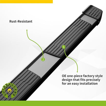 AUTOSAVER88 6 Inches Running Boards Compatible with 2019-2026 Chevy Silverado/GMC Sierra 1500 Crew Cab, 2020-2026 2500HD 3500HD, Black Stainless Steel Side Steps Nerf Bars