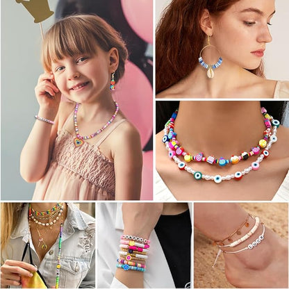 JOICEE 480PCS Fruit Flower Polymer Clay Beads, 24 Style Cute Heart Mushroom Clay Beads Charms for Jewelry Necklace Earring Making, DIY Bracelet Making Kit Accessories for Women Girls
