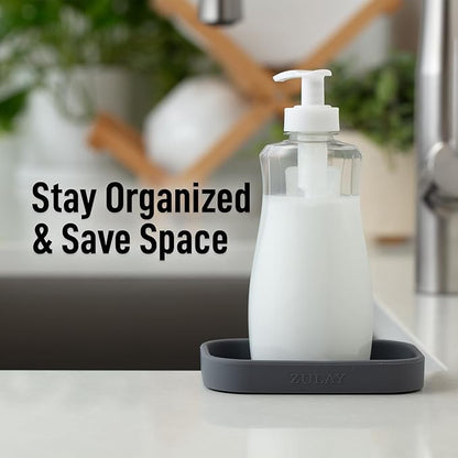 Zulay Kitchen Small Silicone Sponge Holder – Space-Saving Sink Organizer Tray