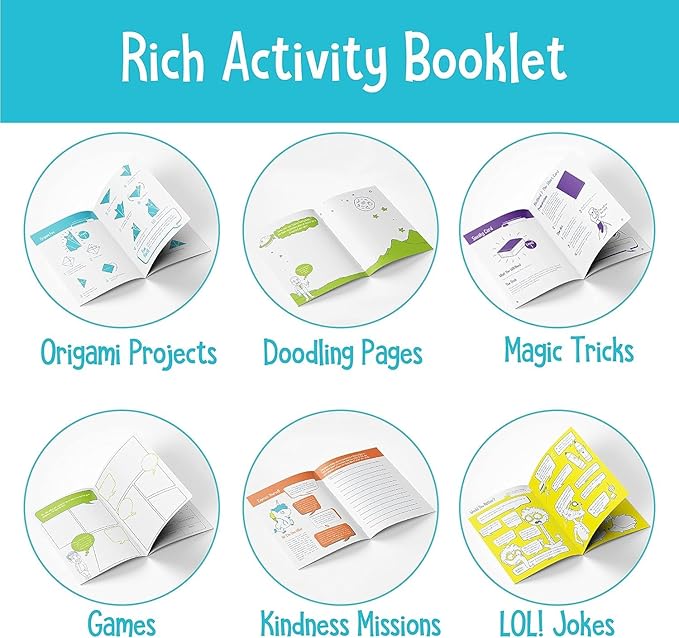 Open The Joy Feel Better Bag: Kids' Get Well Soon Gift Basket with 25+ Fun Activities - Playing Cards, Origami, Games, Clay Art, Magic Tricks - Ideal Gift for Kids Recovering from Surgery - Ages 4+