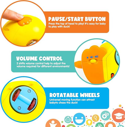 JOYIN Baby Toys Duck, Infant Dancing Crawling Musical Toys 18+ Months, Tummy Time Light Up Learning Duck with Music & Lights, Baby Easter Basket Stuffers Gifts