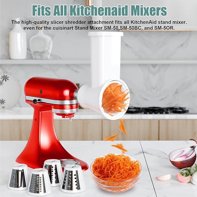 Slicer Shredder Attachment for KitchenAid Stand Mixer, Cheese Grater Attachment