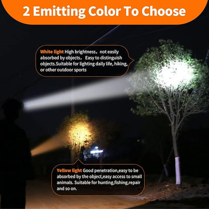 Superbright LED Rechargeable Headlamp,High Power 2 Light Modes Waterproof Headlight Adjustable Gold Head Troch Lamp for Hunting Fishing Hiking(White Light)
