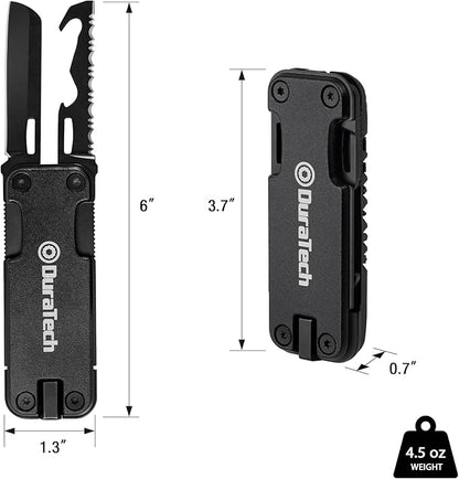 DuraTech 16-in-1 Multitool Knife, Compact EDC Pocket Tool with Locking Blade, Magnetic Bit Holder, 6 S2 Screwdriver Bits, Bottle Opener & Rope Cutter ??Ideal for Camping, Hiking, Survival