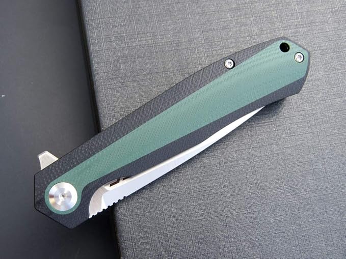 Eafengrow EF964 Pocket Folding Knife G10 Handle D2 Blade EDC Tactical Folder for Outdoor Camping Hiking (Green)