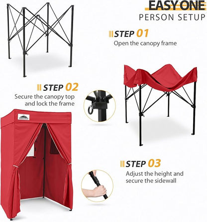 EAGLE PEAK Flex Compact 4x4 Pop-up Canopy Changing Room, Portable Privacy Dressing Room for Indoor Fashion Photoshoots, Camping, or Pool, Red