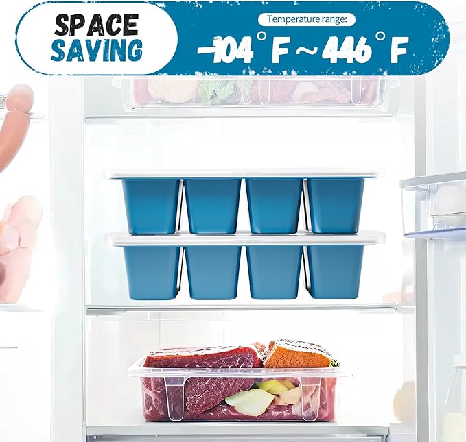 GORCI Ice Cube Tray For Freezer, 16 Large 1/2 Cub Cubes, Silicone Ice Trays For