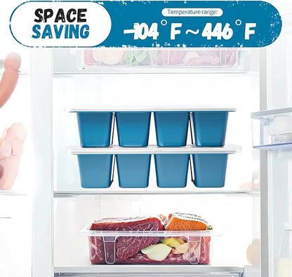 GORCI Ice Cube Tray For Freezer, 16 Large 1/2 Cub Cubes, Silicone Ice Trays For