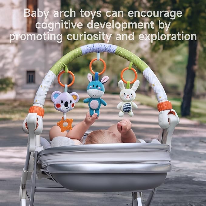 TUMAMA Baby Stroller Arch Toy,Portable Baby Mobile for Bassinet,Newborn Sensory Hanging Rattle Arch Toy for Babies Infants 0-12 Months