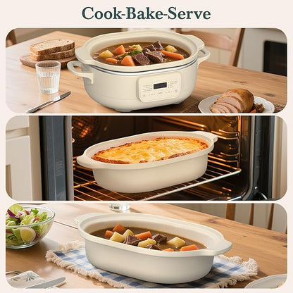 MAGNIFIQUE 4 Quart Programmable Casserole Slow Cooker, 8-in-1 Multi Cooker