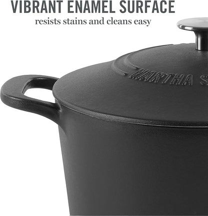 MARTHA STEWART Gatwick 7-Quart Enamel Cast Iron Dutch Oven Pot
