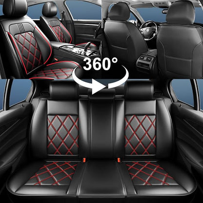 Suburban Car Seat Covers Fit for Chevrolet/Chevy Suburban 2007-2026, Full Coverage Leather Waterproof Breathable Seat Covers, Automotive Seat Protectors, Airbag Compatible, (5 Seats, Red Black)