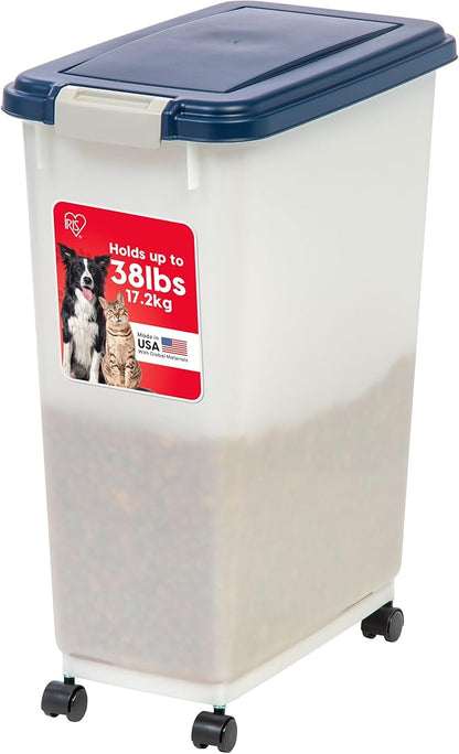 IRIS USA Airtight Dog Food Storage Container, Attachable Wheels,