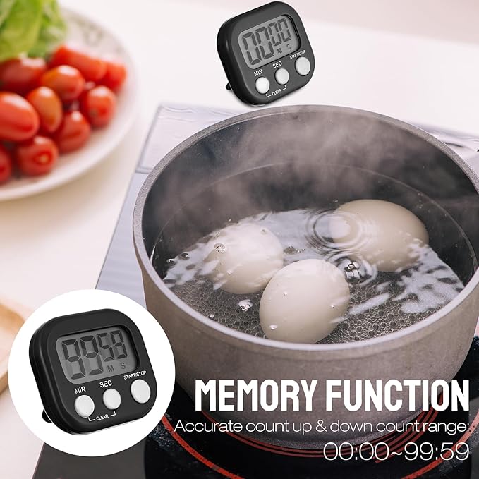 Leumoi 24 Pcs Digital Kitchen Timers Bulk Small Magnetic Timer On/Off Switch