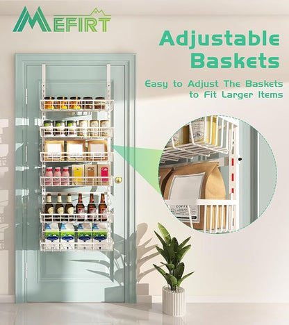 Mefirt Over The Door Pantry Organizer, Wall Mount Spice Rack, Pantry Hanging