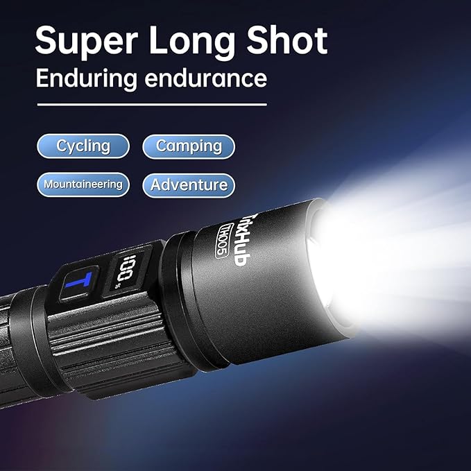 Rechargeable Flashlights 2 Pack, Super Bright High Lumens Flash Light, 5 Modes Zoomable Linternas with LCD Digital Display, Powerful Handheld LED Flashlights for Emergencies Camping