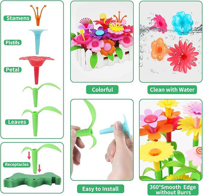 CENOVE Birthday Toys Gifts for 3 4 5 Years Old Toddler Girls Boys,Flower Garden Building Toy STEM Educational Activity Preschool Gift Toys for Kids Age 3+ with Storage Box