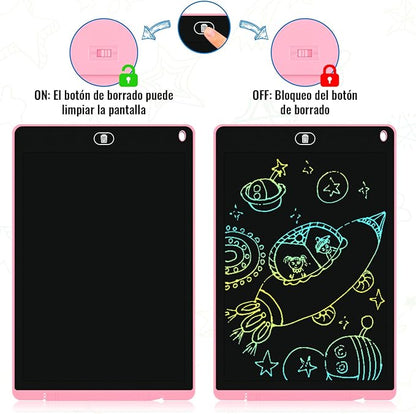 2 Pack 12 Inch LCD Writing Tablet for Kids, Colorful Doodle Board, Eye Protection Drawing Tablet with Lock & Erase FUNC, Learning Gifts and Trip Toy for 3-8 Years Old Boys and Girls - Pink