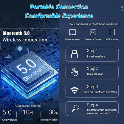 Wireless CarPlay Adapter for Toyota RAV 4 RAV4 2019-2026 2027, 2026 Upgraded Mini Plug & Play USB Fast Stable Connection 3–5s Auto Connect, C/Silver