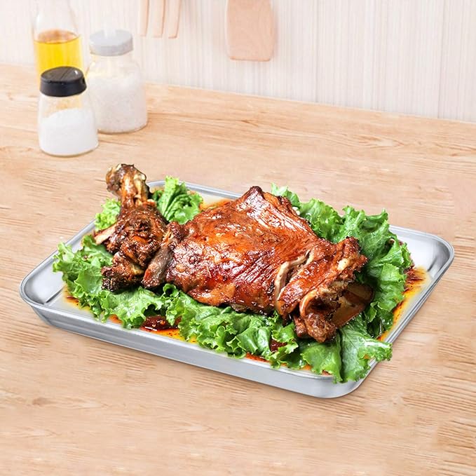P&P CHEF 10.5 Inch Baking Cookie Sheet, Oven Pan Tray Stainless Steel Sheet Pan