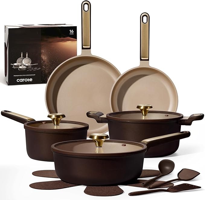 CAROTE Pots and Pans Set Nonstick, Dishwasher, RV/Camping Cookware Set