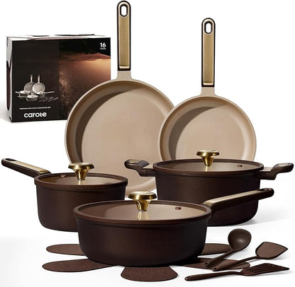CAROTE Pots and Pans Set Nonstick, Dishwasher, RV/Camping Cookware Set