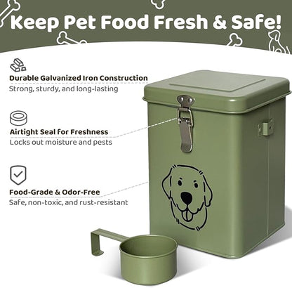 Dog Food Storage Container Airtight Dog Treat Container Pet Food Storage Containers Dog Treat Jar Tinplate Dog Treat Bin Black