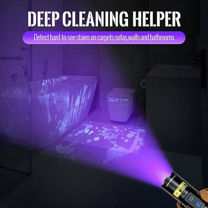 DARKBEAM UV Flashlight Blacklight 395nm Black Light, High Lumens LED Flashlights USB Rechargeable Super Bright for Camping, Powerful Woods Lamp Pet Urine, Uranium Glass Detector, Resin Curing