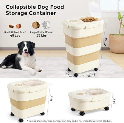 ZOMISIA 40-50lbs Dog Food Storage Container, Large Capacity Collapsible