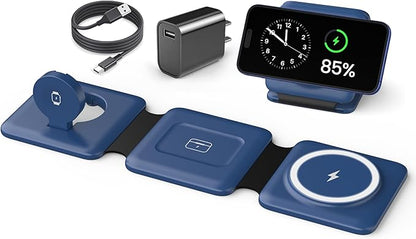 Iseyyox Charging Station for Apple Devices - 3 in 1 Magnetic Foldable Wireless