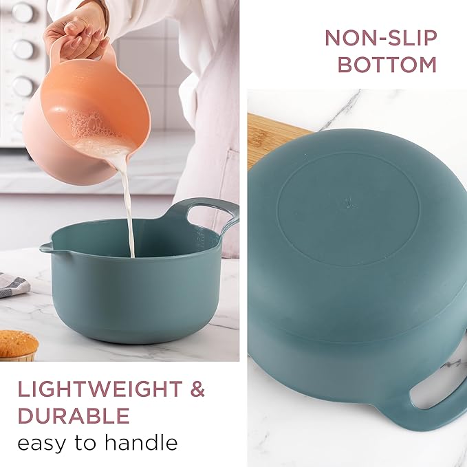 COOK WITH COLOR Nesting Plastic Mixing Bowl Set with Pour Spouts and Handles