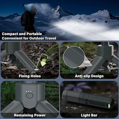 Telescopic Camping Light - 10500mAh Rechargeable Camping Lantern with Storage Bag, Dimmable Magnetic Tent Lamp, Waterproof Camp Light Outdoor Work Emergency Lights for Home Power Outage, Hiking -Gray