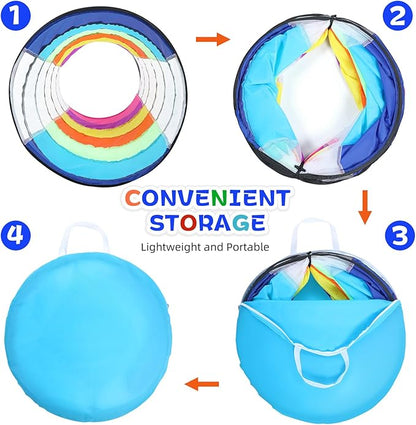 Colorful Baby Play Tunnel for Toddlers with 2 Mesh Sides, Kids Crawling Tunnel Play Tent Pop Up Toddlers Tunnel, Cat Tunnel for Dogs Pets Indoor Outdoor Toy Gift