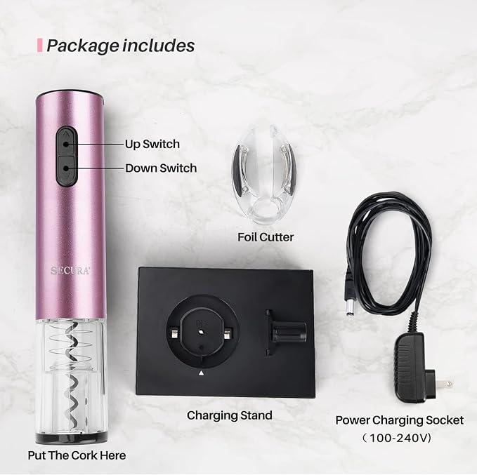 Secura Electric Wine Opener, Automatic Electric Wine Bottle Corkscrew Opener
